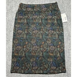 Lularoe Cassie Skirt Womens L Multicolor Paisley Pull On Pencil Stretch New